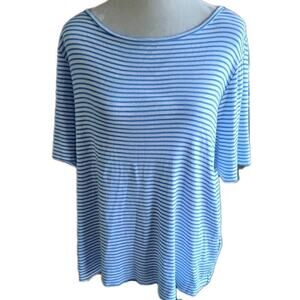 Chicos 3/XL Ultimate Tee‎ Pima Cotton Tunic Preppy  Nautical white and blue